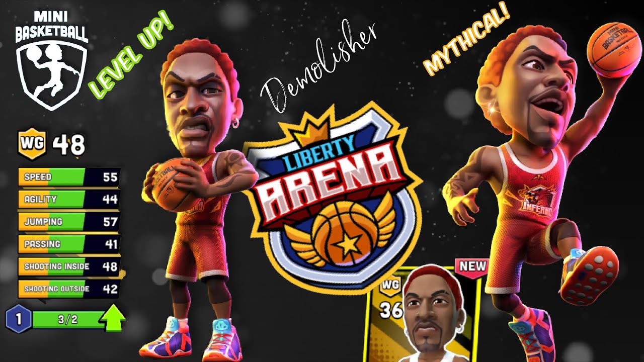 Mini BasketBall - New Mythical Join the Team! Demolisher! Level Up! Gold  League Arena! 