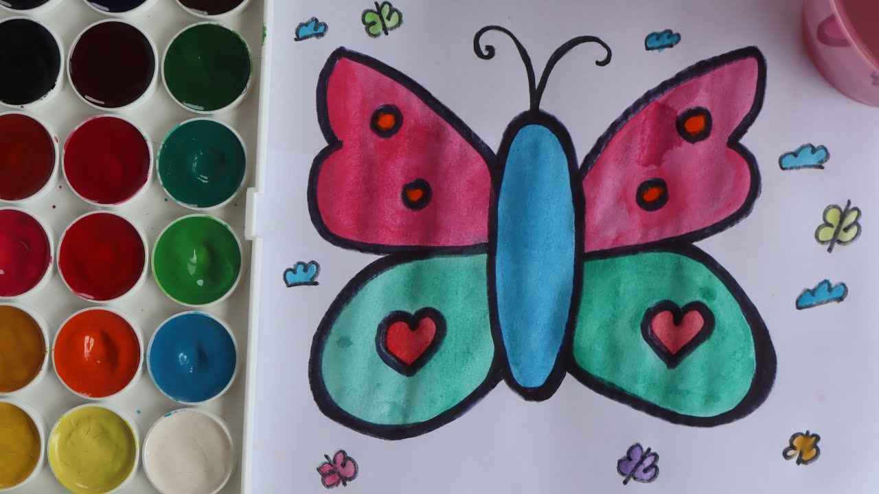 PAINTING DRAWING. DRAWING AND PAINTING A BUTTERFLY. HOW TO DRAW A