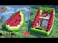⛏️ 마인크래프트 쉬운 건축 강좌 :: 🍉 귀여운 수박 조각 집짓기 🏡 [Minecraft Cute Watermelon Slice House Build Tutorial]