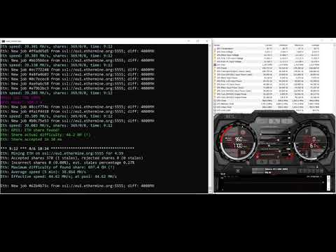 ETH Mining Nvidia RTX 2060 Super @40MH/s 108W overclocking