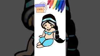 How to draw Disney Princess jasmine _ Cara menggambar putri jasmine #shorts #cartoons #drawing