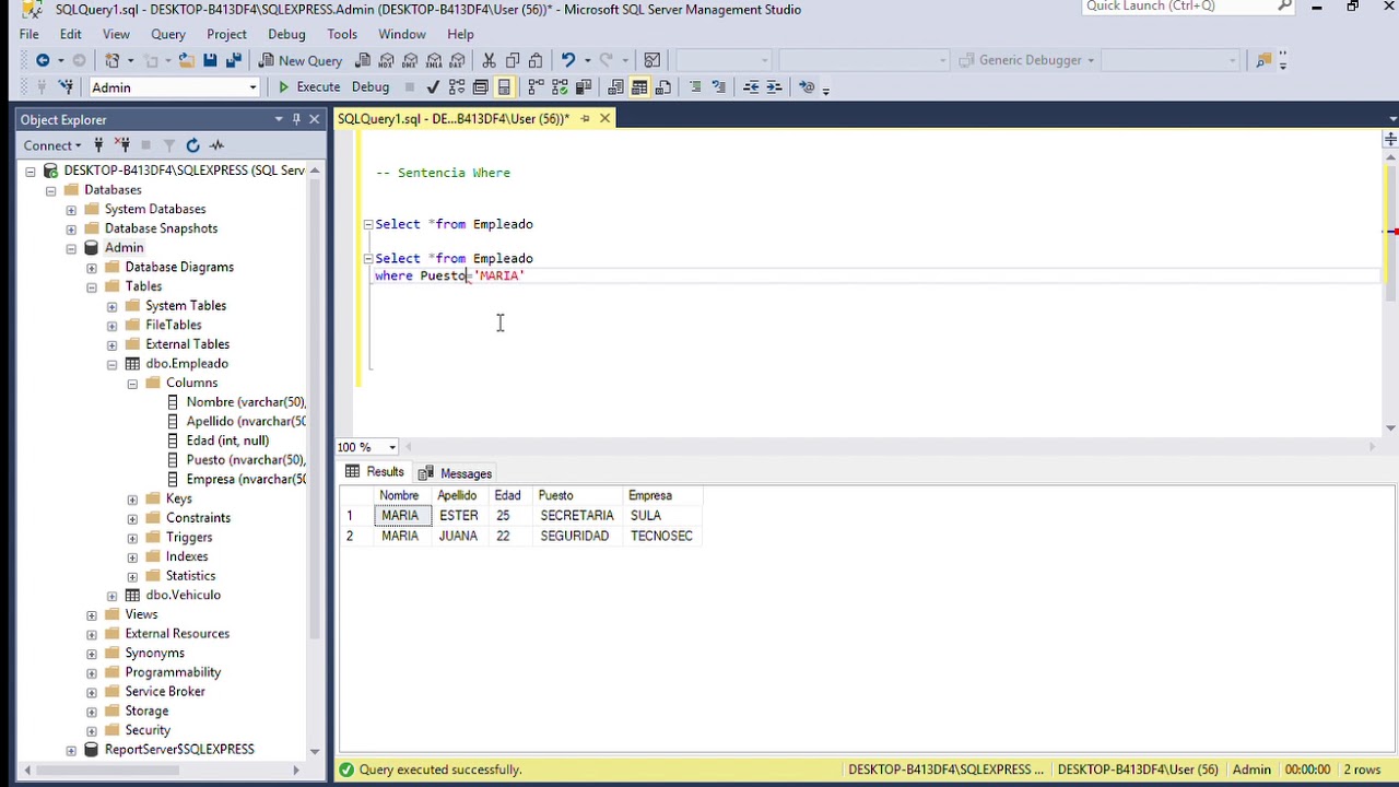 Sentencia Where SQL - YouTube