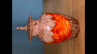 Woodturning | Flaming Resin and Maple Burl Pet Urn