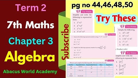 7th std  maths term 2 chapter 3 Algebra Try These pg no 44,46,48,50#abacusworldacademy