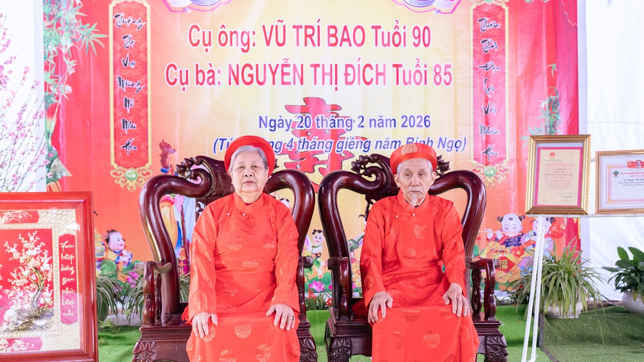 MỪNG THỌ CỤ ÔNG; VŨ TRÍ BAO TUỔI 90 - CỤ BÀ; NGUYỄN THỊ ĐÍCH TUỔI 85