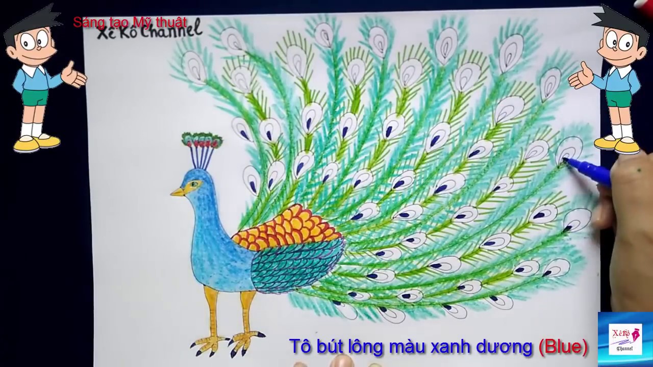 Vẽ con công - Draw peacock - youtube