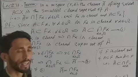 Lec#37 in metric space the closure of any subset A of X is the smallest closed super set of A.
