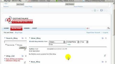 DotNetNuke Tutorial, How to setup the Blog Module 2/4 - Video #76
