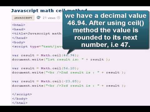 Javascript Tutoriral Javascript Math Ceil Method Youtube