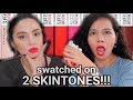 MAYBELLINE SUPERSTAY ON 2 SKINTONES! SWATCHES ON TAN & FAIR! [MORENA & TISAY!]