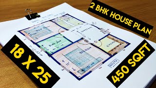 450 sqft small house plan II 18 x 25 ghar ka naksha II 18 x 25 house design