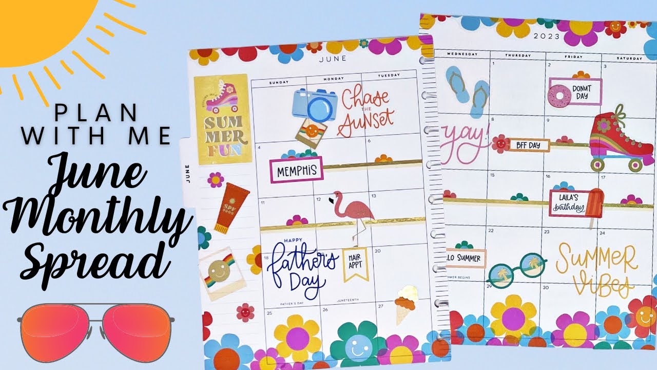 PLAN WITH ME | SUNSHINE VIBES JUNE MONTHLY SPREAD | THE HAPPY PLANNER