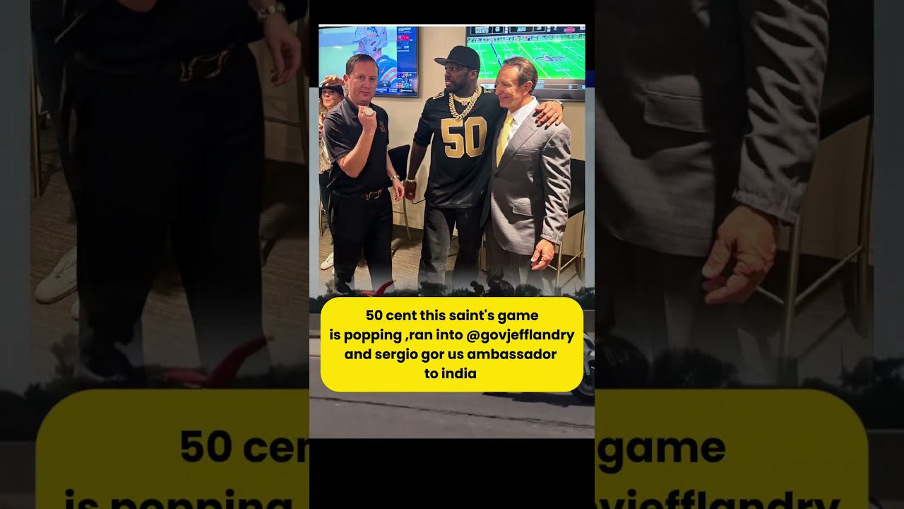 50 cent meets with @hovjefflandry and sergio gor ,the Us ambassador to india 