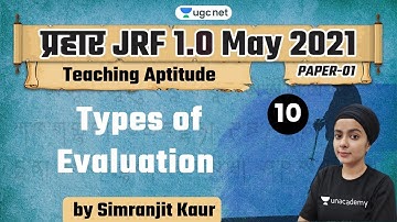 10:00 AM - JRF 1.0 May 2021 | Teaching Aptitude by Simranjit Kaur | Types of Evaluation
