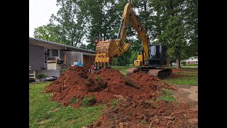Excavator Dash Cam  Caterpillar 313FL Digging Oak Stumps