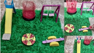 #miniature DIY Miniature Play garden,swing, slide  في أقل من عشرة دقائق طريقة عمل مجسم حديقة الالعاب screenshot 2
