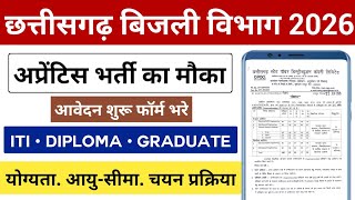 बिजली विभाग/आवेदन फॉर्म शुरू | CG Bijali Vibhag Aprentship Form Kaise Bhare 2026