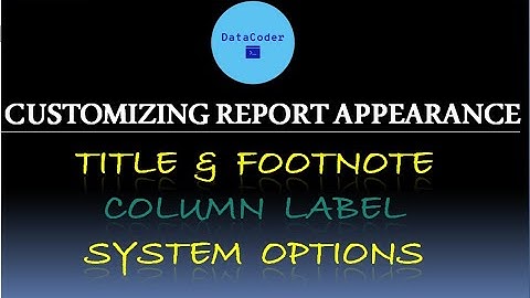 Basic SAS programming topic 8   Title, label and sas system options