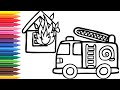 How to draw a fire truck and a house for Kids 🚒🔥 Bolalar uchun mashina va uyni qanday chizish mumkin