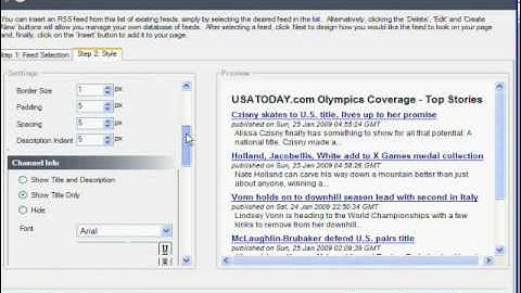 insert an rss feed with xsitepro