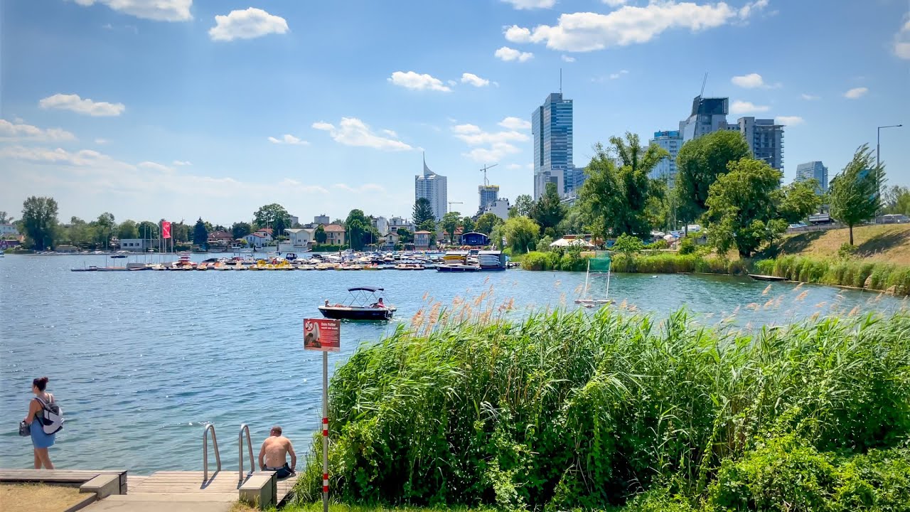 Vienna Walk in 22nd District, Donaustadt, Street Walk & Old Danube (Alte Donau) | 4K HDR | ASMR
