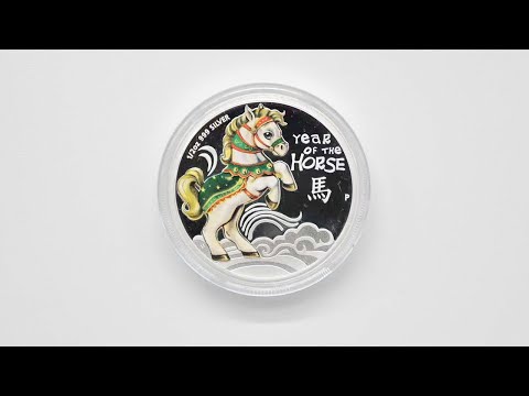 2014 クック諸島 干支 午年馬図 カラー銀貨 1/2オンス 完全未使用品 元