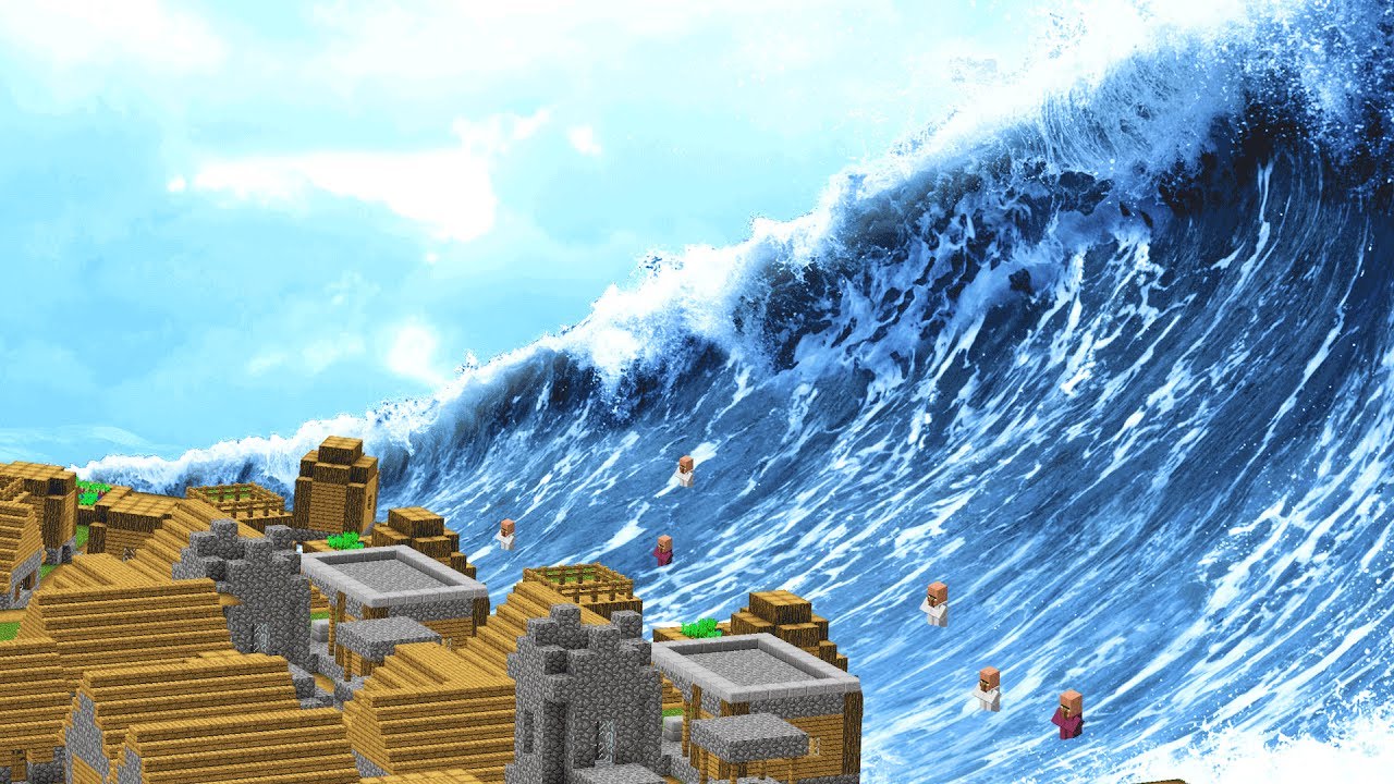 ท รืำ แพ ฟ ดะ  2022 New  MINECRAFT TSUNAMI DESTROYS CITY!