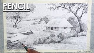 pencil landscape drawing village shading indian techniques