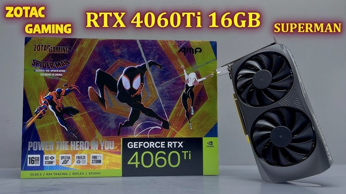  ZOTAC Gaming GeForce RTX 4060 Ti 16GB AMP Spider-Man: Across  The Spider-Verse Inspired Graphics Card Bundle, ZT-D40620F-10SMP :  Electronics