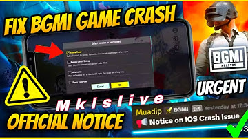 URGENT: BGMI GAME CRASH PROBLEM I Official Notice on How to fix bgmi game crash issue on iOs 