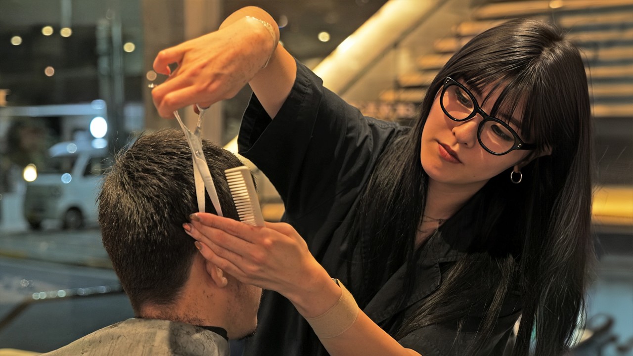 💈ASMR Full Transformation Haircut Experience by Cute Japanese Female Barber in Tokyo