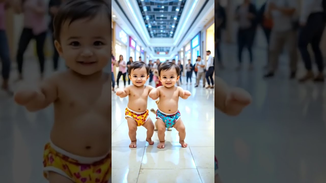 Twin Babies Dancing In Mall With Puppy Cute Baby Dance Moms Viral Video 2025