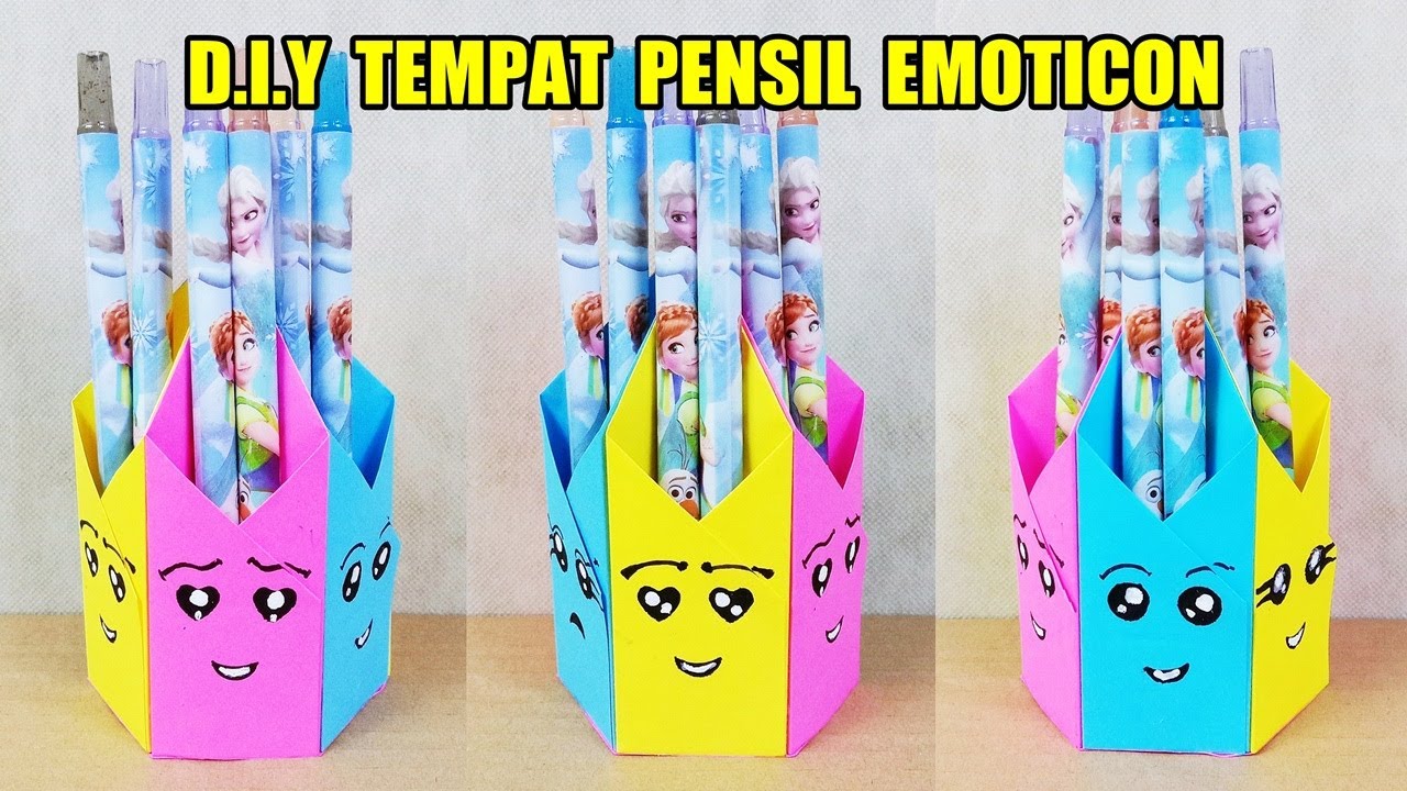 Cara Mudah Membuat Tempat Pensil Emoticon dari Kertas Origami YouTube