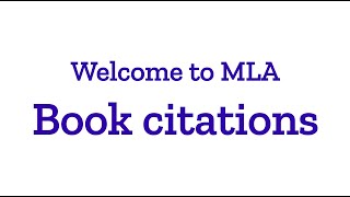 Welcome to MLA Book citations