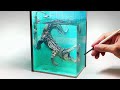 How to make a zombie crocodile in a shower stall diorama  polymer clay  epoxy resin