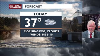 Low Clouds and Cold Today, Rain Saturday Night