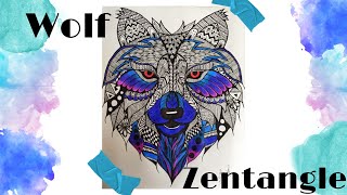 wolf zentangle step head draw doodle