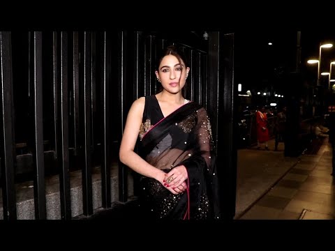 Sara Ali Khan Looks Pretty in Black Saree as She Arrives to Promote Her Movie Ae Watan Mere Watan - YouTube