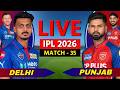 LIVE DC Vs PBKS IPL 2026 Live Cricket Match Scores Commentary Delhi Vs Punjab 