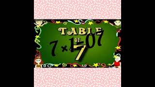 (table 7) جدول الضرب باللغه الإنجليزيه