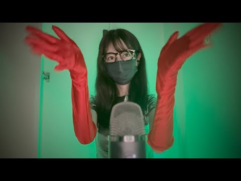 [ASMR] 赤ロング手袋 でおはよう😊 / 赤の革手袋  マウスサウンド / leather gloves, mouth sound