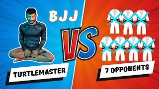 BJJ Turtle Master vs Seven Opponents - Unbeliavable!