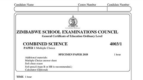 Combined Science Paper 1, Specimen Paper 2018, full paper solutions