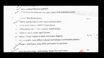 VLSI and Embedded systems Previous year paper 5th sem. Electronics and telecommunication engineering