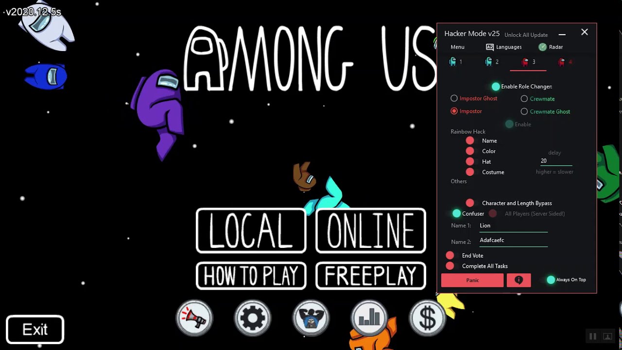 AMONG US MOD MENU, ALWAYS IMPOSTOR, NOCLIP!! [Steam/Cracked PC