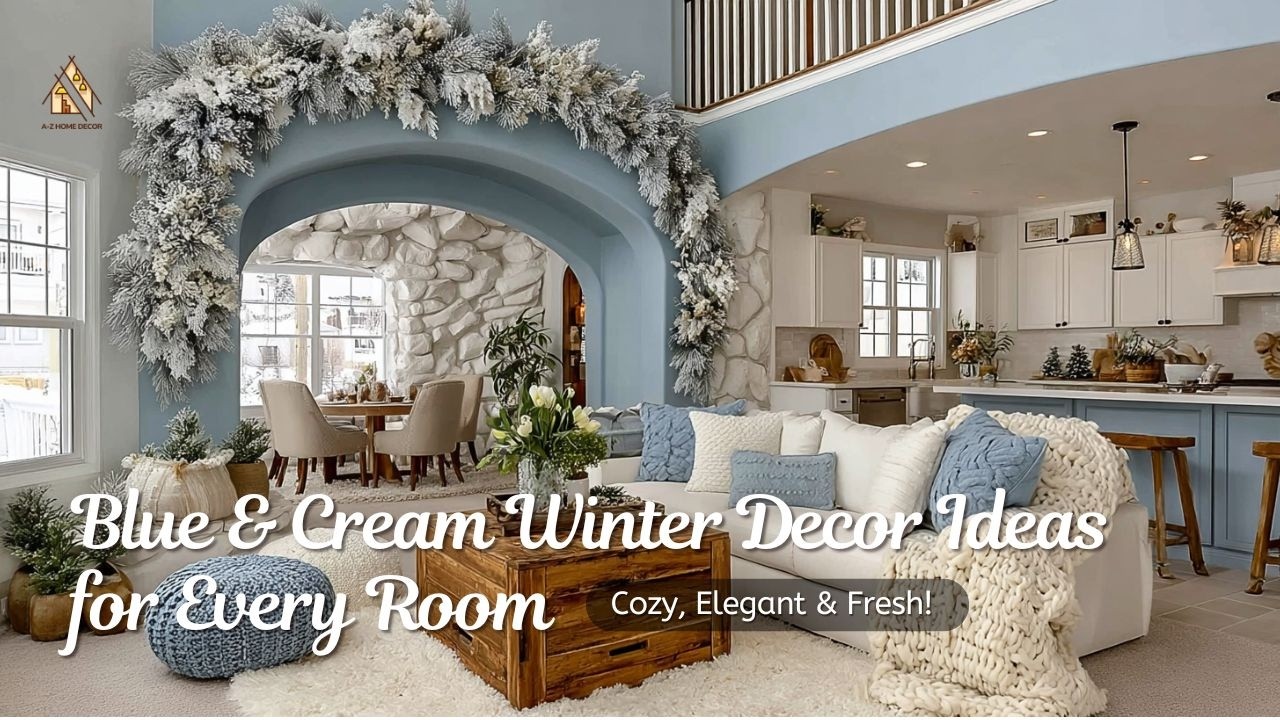 Идеи зимнего декора в сине-кремовых тонах для каждой комнаты — уютно, элегантно и свежо!