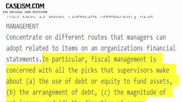 Note on Financial Management Case Study Help - Caseism.com