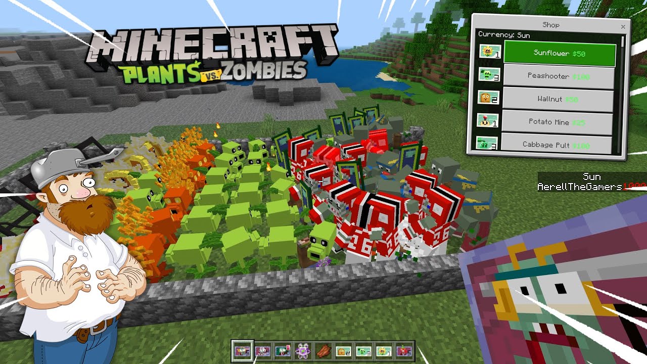 SERPVZ Plants vs Zombies Addon (1.20, 1.19) - MCPE/Bedrock Mod 