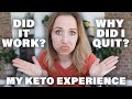 MY 1 YEAR KETO EXPERIENCE | How Was It & Why Did I Quit?