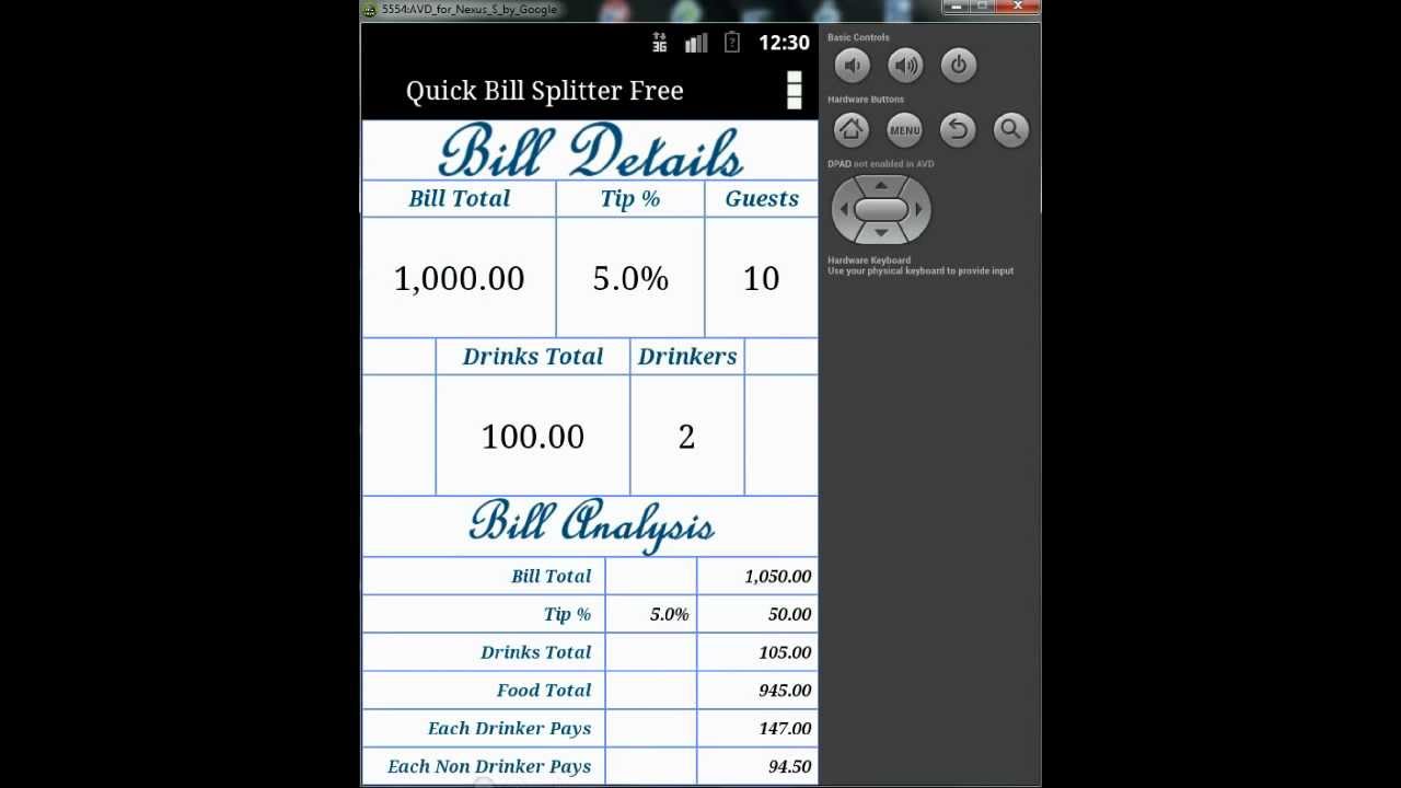 quick bill splitter free tip calculator android app youtube